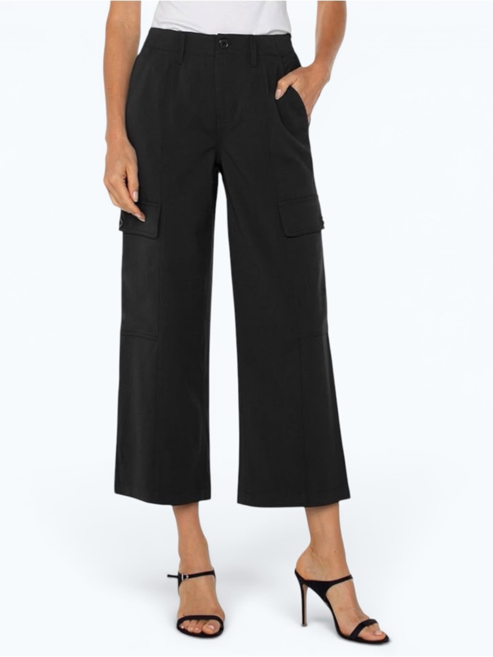 NWT Liverpool Black Brenda Hi-Rise Cargo Crop Pant,‎ Size 4/27P, MSRP $109